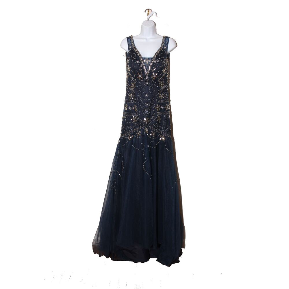 Custom Made Navy Blue Mermaid Style Prom Dress Size XS/Small